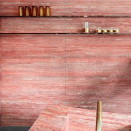 Rosso-Travertine-wall-countertop-kitchen